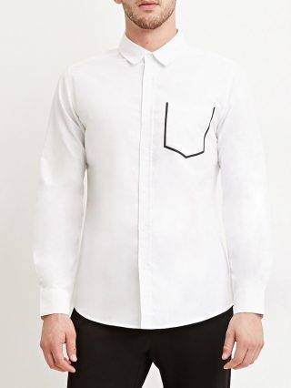 Contrast Trim-Pocket Shirt