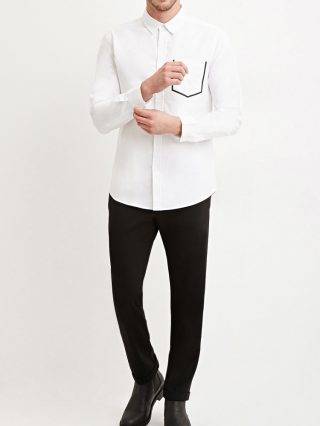 Contrast Trim-Pocket Shirt